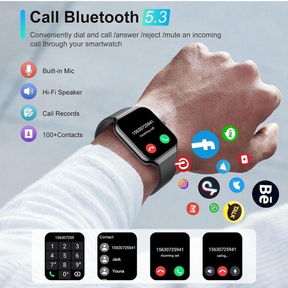 NWT P99 Smart Watch Calls Fitness Watch Waterproof, Smartwatch Android/iOS - Picture 7 of 12